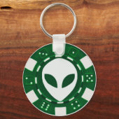 エイリアントランプのポーカーチップグリーン キーホルダー (正面)
