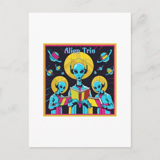 エイリアントリオ – 3人のエイリアン歌手のグループ ポストカード (正面)