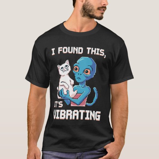 エイリアンネコピクセル レトロSFユーモア 2 Tシャツ (正面)