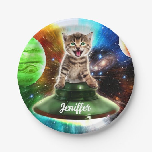 エイリアンネコufoソーサー ペーパープレート (正面)