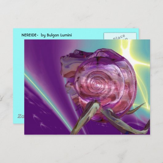 エイリアンネレイド/水のニンフ，ピンクのシーシェルSci-Fi ポストカード (正面/裏面)