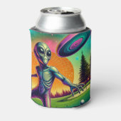 エイリアンバックグラウンド付きディスクゴルフ 缶クーラー (缶裏面)