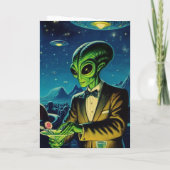 エイリアンバーテンダーハロウィーンで飲み物を提供 カード (裏面)