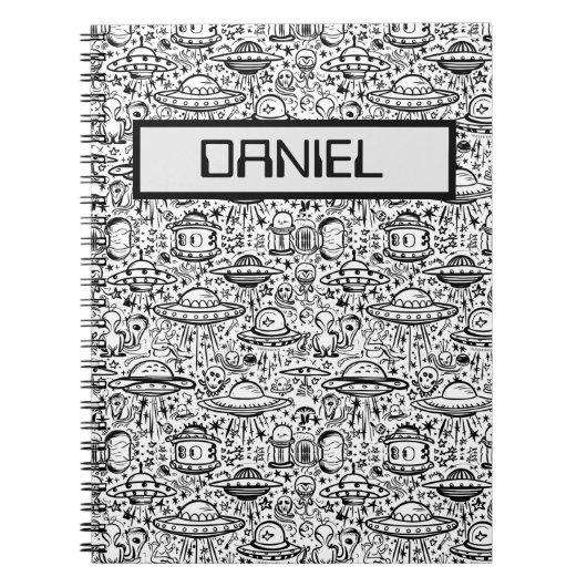 エイリアンパタパーソナライズされたーン ノートブック (正面)