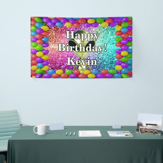 エイリアンパーソナライズされたキャラクター誕生日バナー 横断幕 (トレードショー)