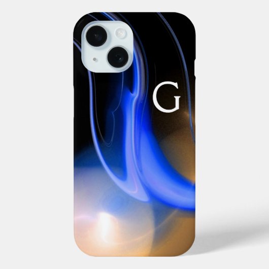 エイリアンパール/ブルー白黒抽象芸術モノグラム Case-Mate iPhoneケース (裏面)