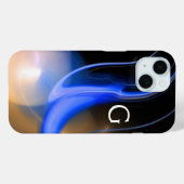 エイリアンパール/ブルー白黒抽象芸術モノグラム Case-Mate iPhoneケース (裏面 (横))