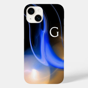 エイリアンパール/ブルー白黒抽象芸術モノグラム Case-Mate iPhone 14ケース