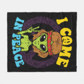 エイリアンヒッピーI来が平和 フリースブランケット (正面(横))