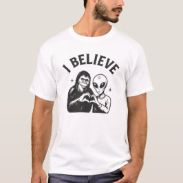 エイリアンビッグフット友情を信じる Tシャツ