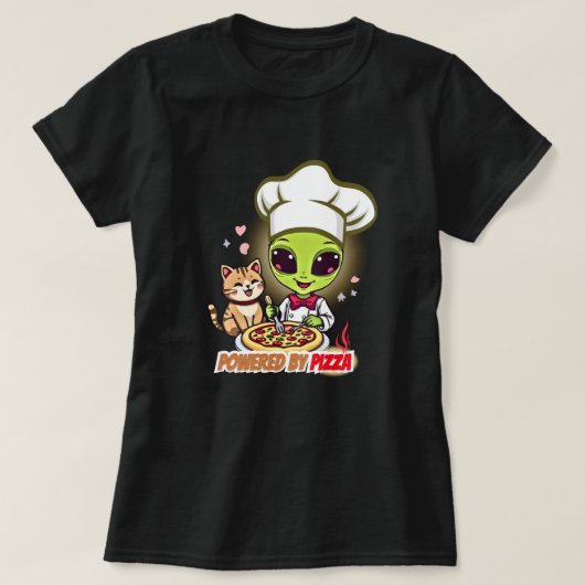 エイリアンピザシェフキャットカルーンアート Tシャツ (デザイン正面)