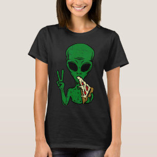 エイリアンピザ食べ物ーズ平和おもしろい宇宙エリア–51ハロー Tシャツ