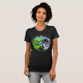 エイリアンピースサイン宇宙宇宙飛行士 Tシャツ (正面フル)