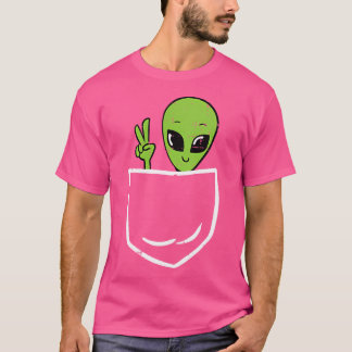 エイリアンピースポケットUfo地球外宇宙男性 Tシャツ
