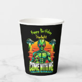 エイリアンフレンドリーが宇宙冒険を探索 紙コップ (裏面)