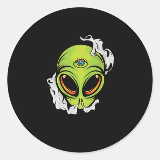エイリアンヘッドイルミナティすべての目UFOエイリアンBe ラウンドシール (正面)