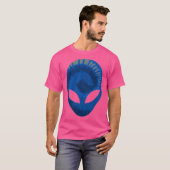 エイリアンヘッド超地上空ダークブルー怖いエイリアン Tシャツ (正面フル)