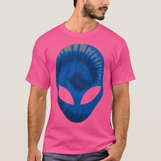 エイリアンヘッド超地上空ダークブルー怖いエイリアン Tシャツ (正面)