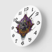 エイリアンヘッド – 紫 ラウンド壁時計 (傾斜)