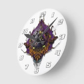 エイリアンヘッド – 紫 ラウンド壁時計 (傾斜)