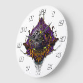 エイリアンヘッド – 紫 ラージ壁時計 (傾斜)