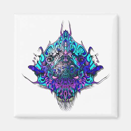 エイリアンヘッド – 青と紫 マグネット (正面)