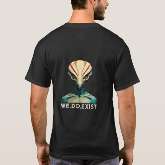 エイリアンヘッド – Tシャツは存在 Tシャツ (裏面)