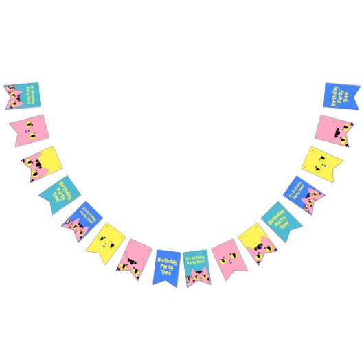 エイリアンポケットキャットピンク漫画の子猫 バンティングフラッグ (全)