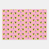 エイリアンポケットキャットピンク漫画の子猫 ラッピングペーパーシート (正面)