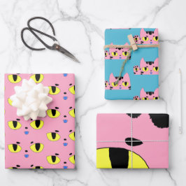 エイリアンポケットキャットピンク漫画の子猫 ラッピングペーパーシート