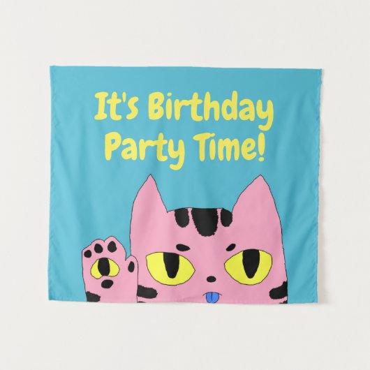 エイリアンポケットキャット誕生日時間 タペストリー (正面(横))