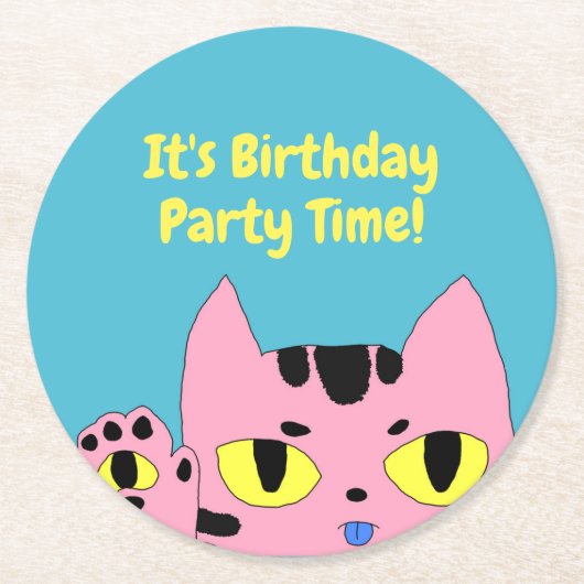エイリアンポケットキャット ラウンドペーパーコースター (正面)