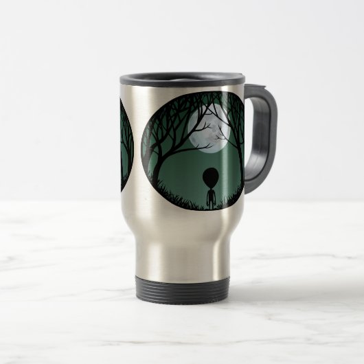 エイリアンマグ 灰色 地球外生命体 カップ & エイリアングラス (正面右)