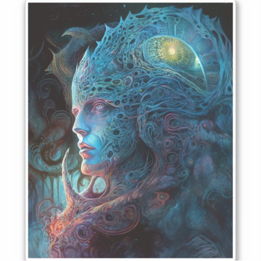 エイリアンマンシュレアルSci-Fiアート シール (正面)