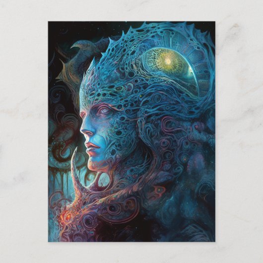 エイリアンマンシュレアルSci-Fiアート ポストカード (正面)