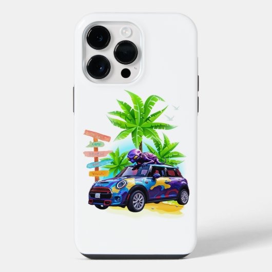 エイリアンミニカーに乗る iPhoneケース (裏面)