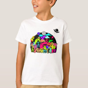 エイリアンモンスタークリーズイン宇宙ドードルデザイン Tシャツ