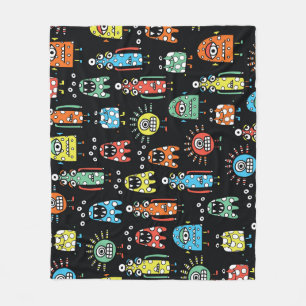 エイリアンモンスター：かわいいシームレスなヴィンテージ フリースブランケット