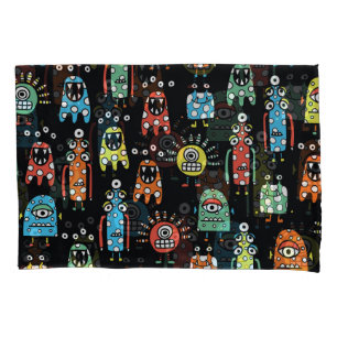 エイリアンモンスター：かわいいシームレスなヴィンテージ 枕カバー