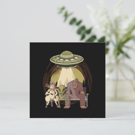 エイリアンユニコーンビグフットエイリアンUFO信者ギフト 招待状 (スタンド正面)
