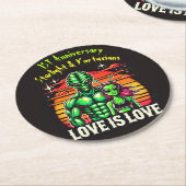 エイリアンラバーズアンダーサンセ白熱［赤熱］光を放つット ラウンドペーパーコースター (アングル)