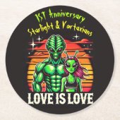 エイリアンラバーズアンダーサンセ白熱［赤熱］光を放つット ラウンドペーパーコースター (正面)