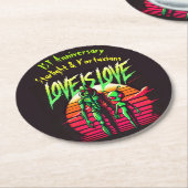 エイリアンラバーズ白熱［赤熱］光を放つアンダーサンセット ラウンドペーパーコースター (アングル)