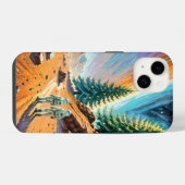 エイリアンランドスケープを探検する宇宙飛行士 iPhoneケース (裏面横)