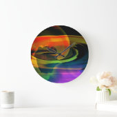 エイリアンランドスケープレインボー抽象芸術 ラージ壁時計 (ホーム)