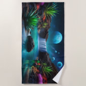 エイリアンランドスケープ滝の衛星 ビーチタオル (正面)