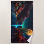 エイリアンランドスケープ滝ムーン ビーチタオル (正面)