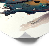 「エイリアンロボットin宇宙船」 – 水彩画ポスター ポスター (角)