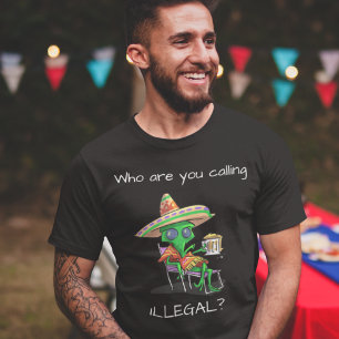 エイリアン不法移民ティーおもしろいUFOシャツ Tシャツ