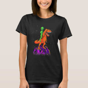 エイリアン乗り恐竜Tレックスキッズボーイズ宇宙 Tシャツ